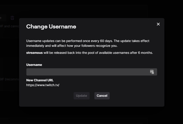 twitch change user name panel